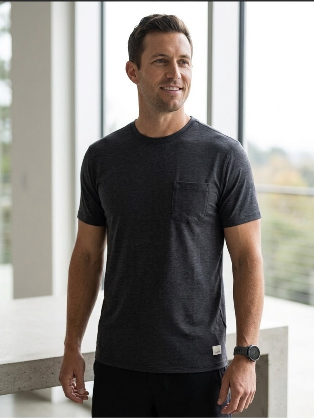 Men's Vuori Charcoal Pocket Crew Neck T-Shirt